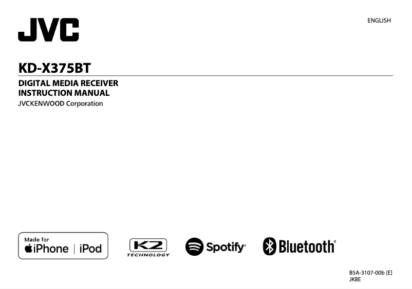 Image de la première page du manuel de l'appareil KD-X375BT