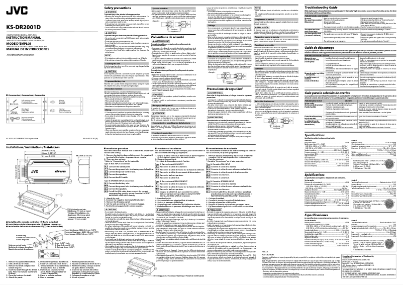 Page 1 de la notice Manuel utilisateur JVC KS-DR2001D