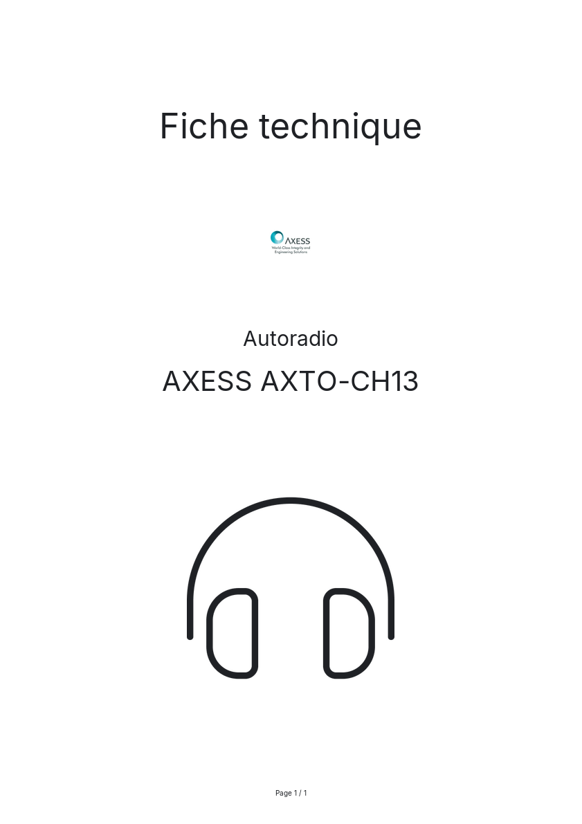 Page n°1 - Fiche technique AXESS AXTO-CH13