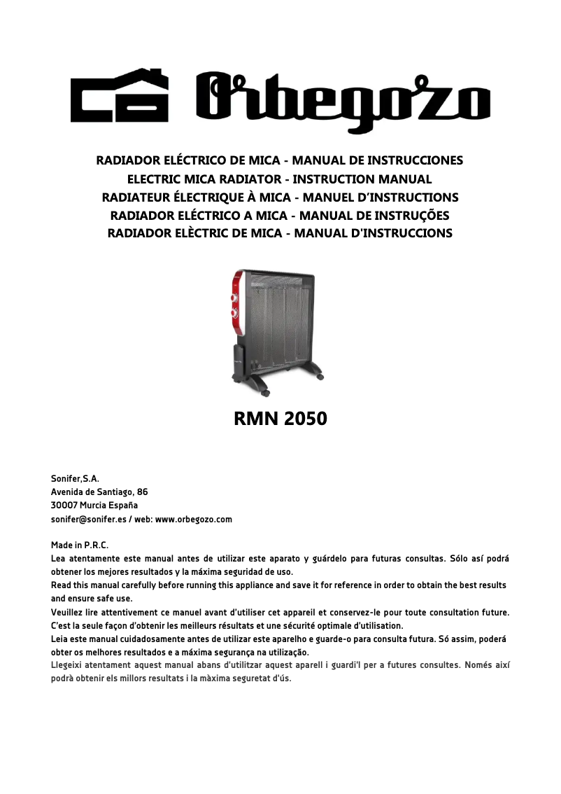 Page 1 de la notice Manuel utilisateur Orbegozo RMN 2050