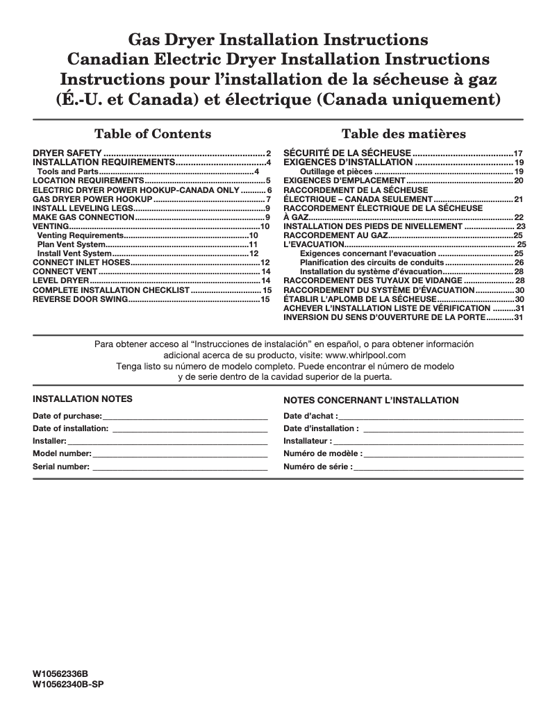 Page 1 de la notice Manuel utilisateur Whirlpool WGD8100BW