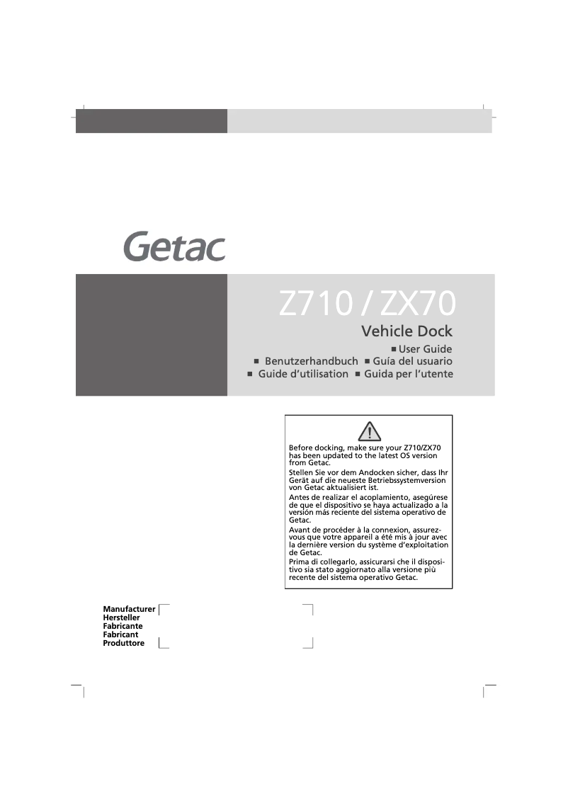 Page 1 de la notice Guide de démarrage rapide Getac RX10H G1