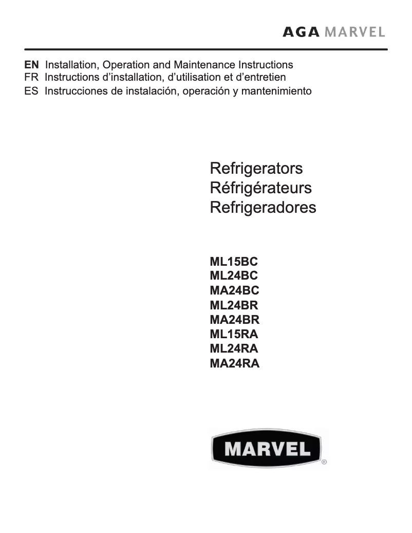 Page 1 de la notice Manuel utilisateur Marvel ML24BCF2LP