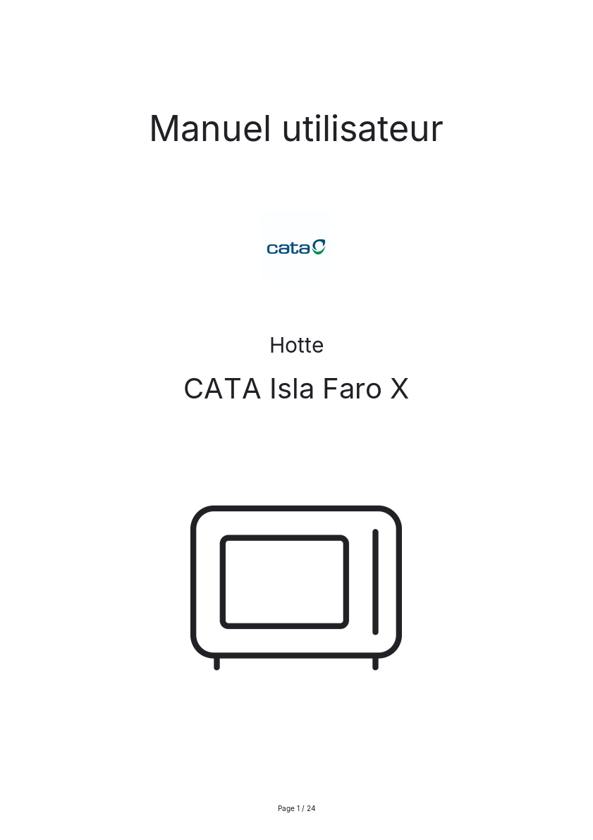 Page n°1 - Manuel utilisateur CATA Isla Faro X