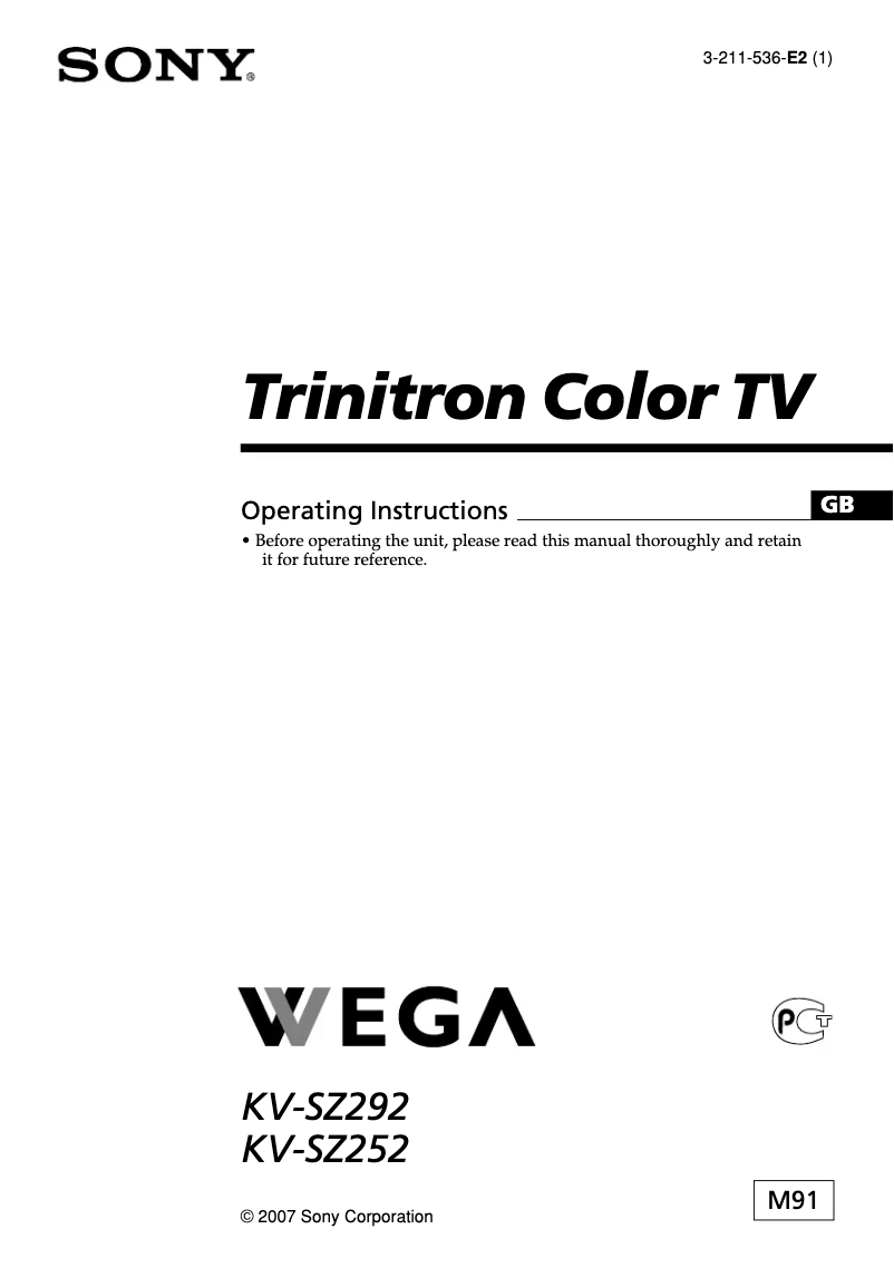 Image de la première page du manuel de l'appareil KV-SZ252M91