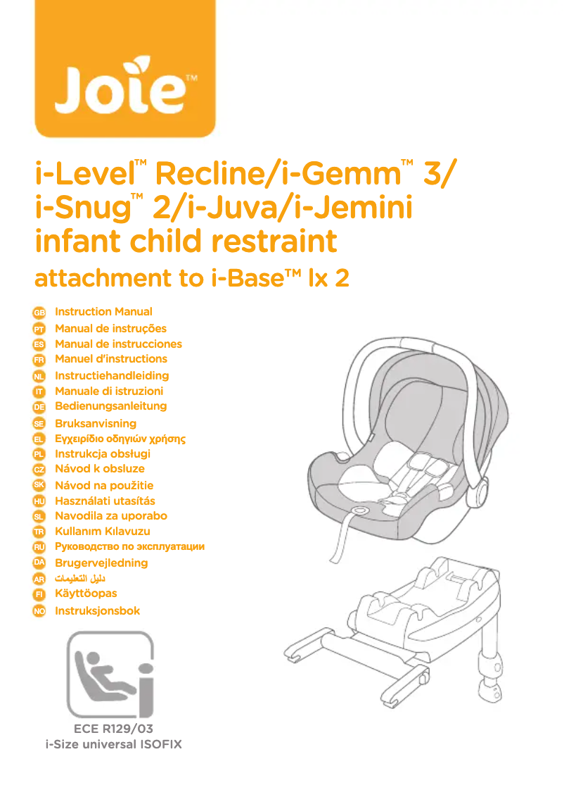 Page 1 de la notice Manuel utilisateur Joie i-Base Lx 2