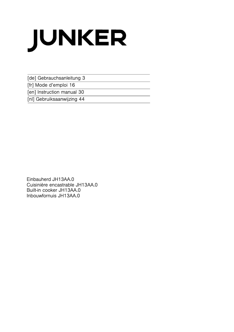 Page 1 de la notice Manuel utilisateur Junker JH13AA50