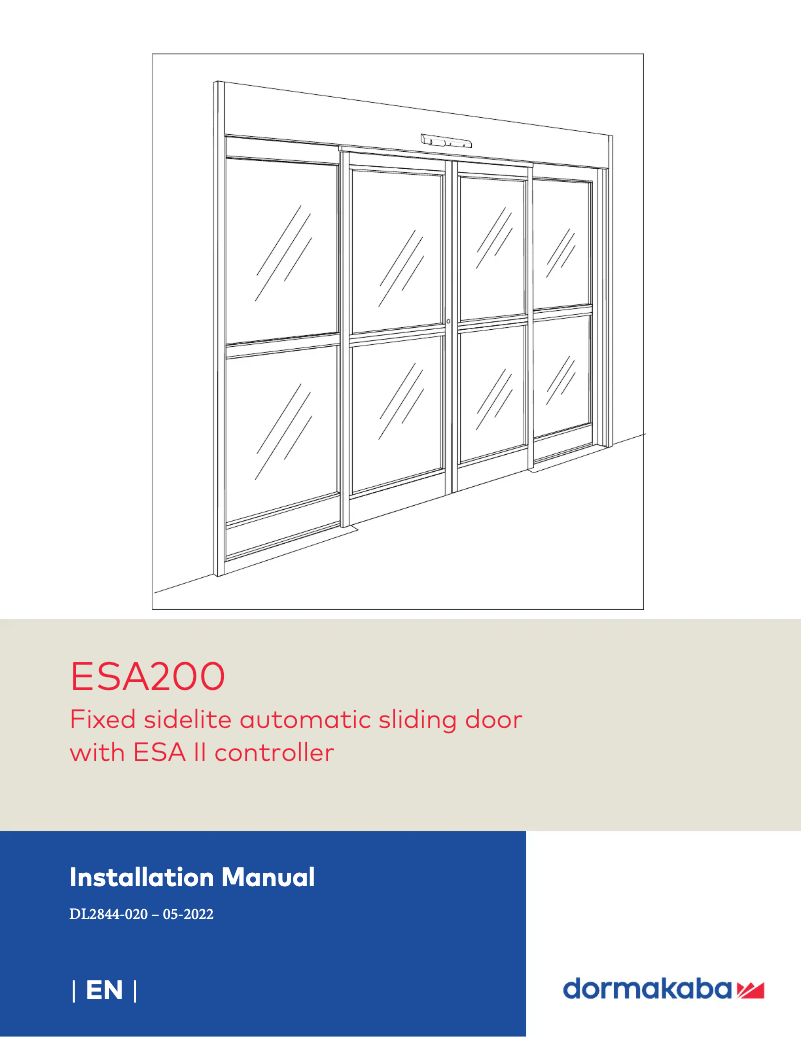 Page n°1 - Manuel utilisateur Dormakaba ESA 200