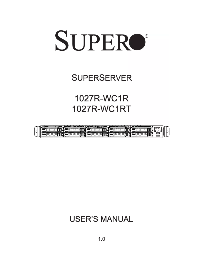 Page 1 de la notice Manuel utilisateur Supermicro SuperServer 1027R-WC1RT