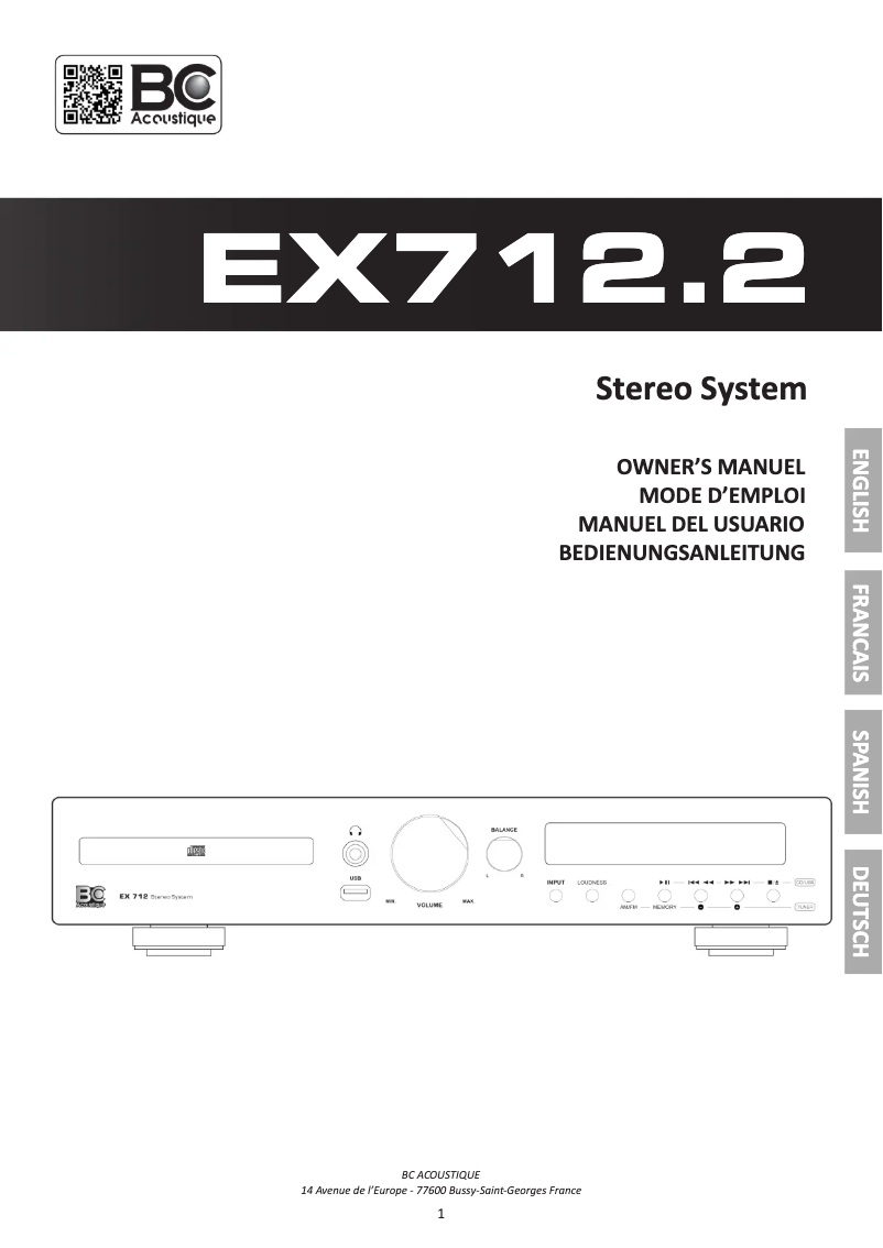 Página 1 del manual Manual de usuario BC Acoustique EX712.2
