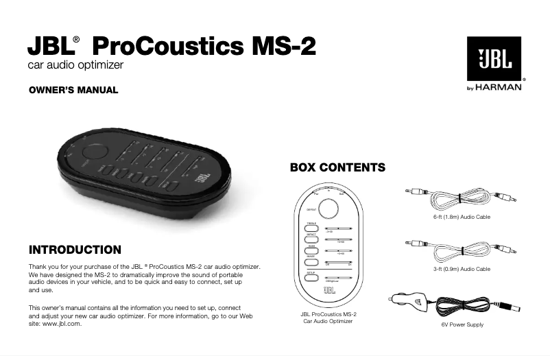 Page n°1 - Manuel utilisateur JBL ProCoustics MS-2
