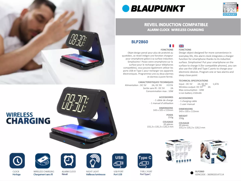 Page 1 de la notice Manuel utilisateur Blaupunkt BLP2860