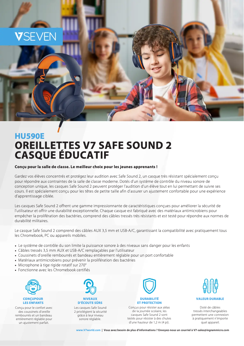 Page 1 de la notice Fiche technique V7 HU590E