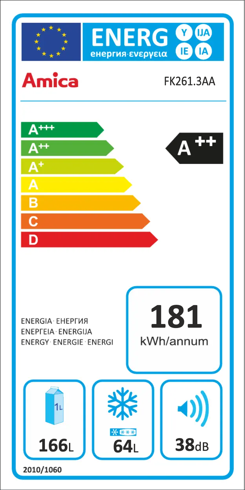 Page n°1 - Label énergétique Amica FK261.3AA