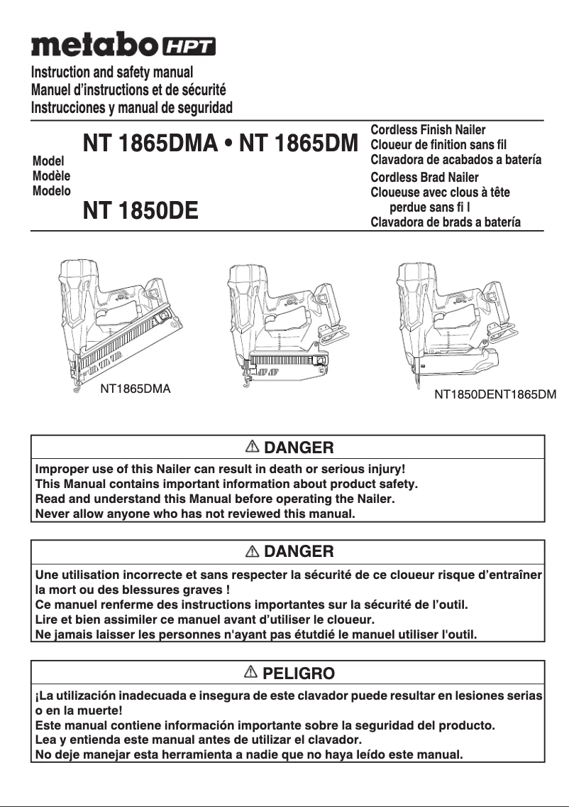 Página 1 del manual Manual de usuario Metabo NT1850DE