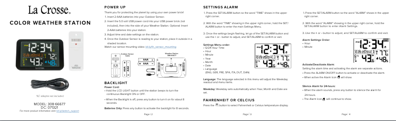 Page n°1 - Manuel utilisateur La Crosse Technology 308-66677