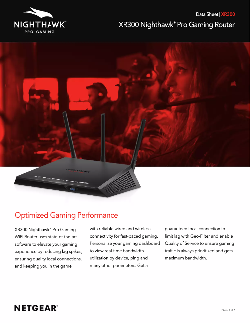 Page 1 de la notice Fiche technique Netgear Nighthawk Pro Gaming XR300