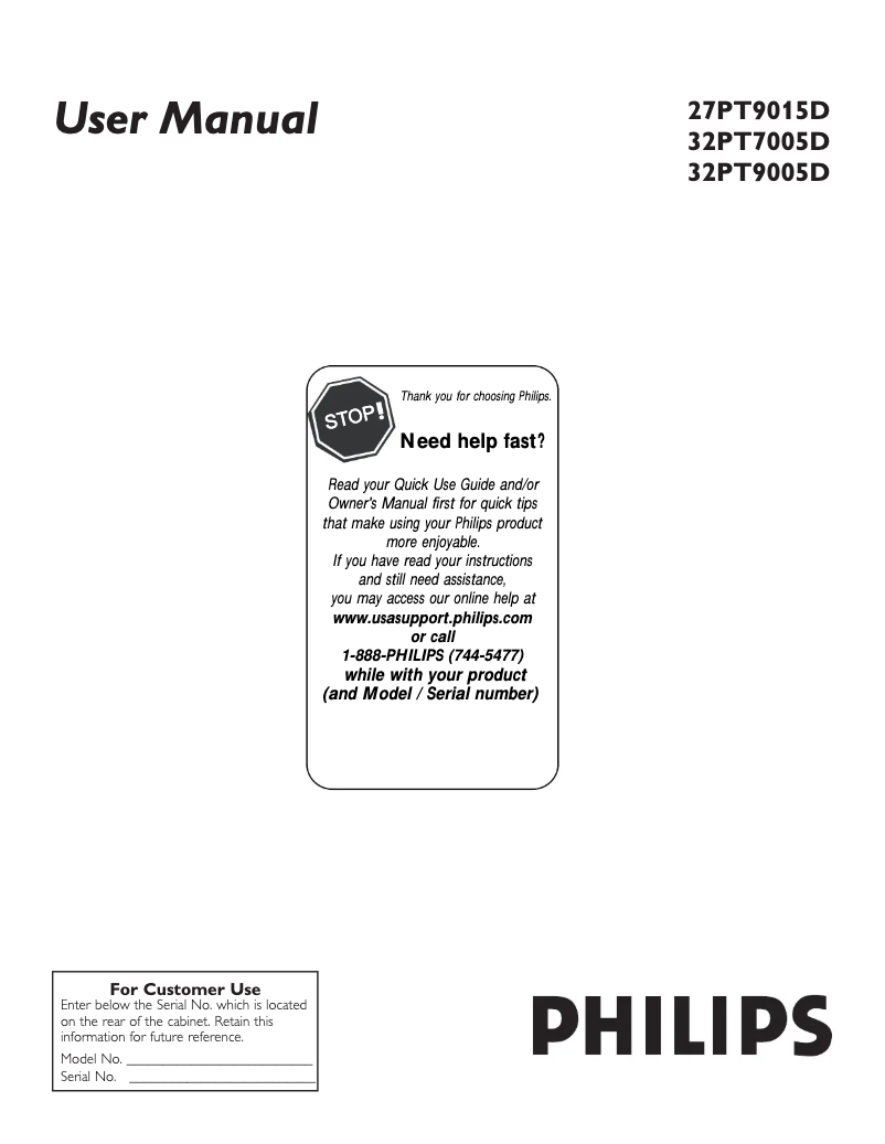 Page n°1 - Manuel utilisateur Philips 32PT9005D
