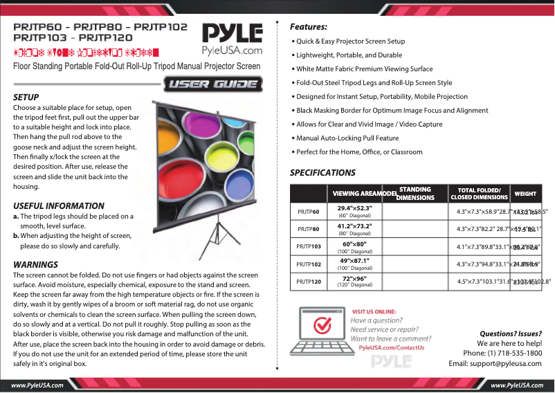 Imagen de la primera página del manual del dispositivo PRJTP120