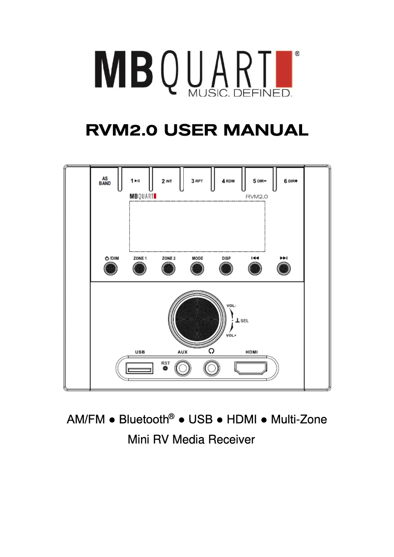 Page 1 of the manual User Manual MB Quart RVM2.0