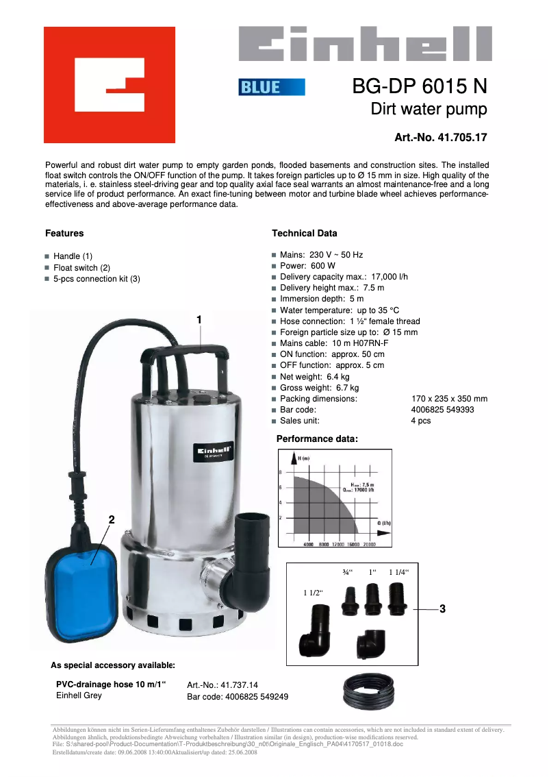 Image de la première page du manuel de l'appareil BG-DP 6015 N