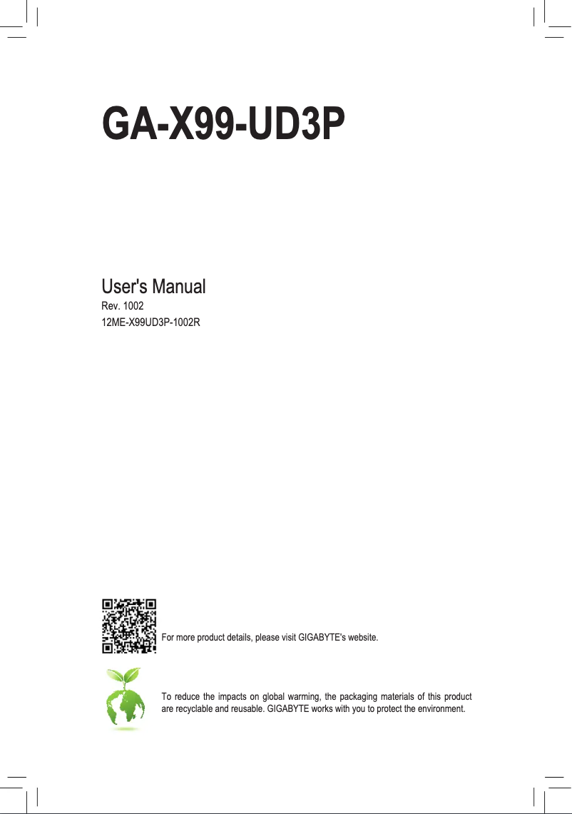Image de la première page du manuel de l'appareil GA-X99-UD3P