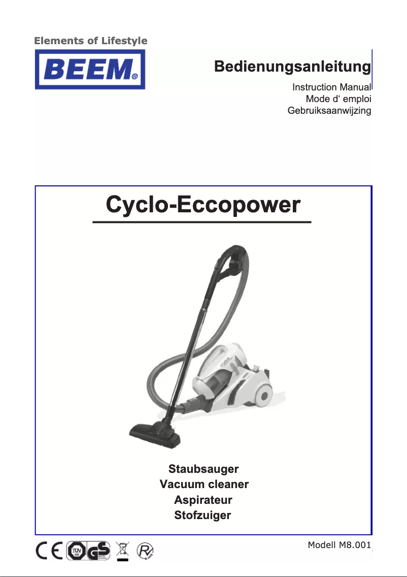 Image de la première page du manuel de l'appareil Cyclo-Eccopower
