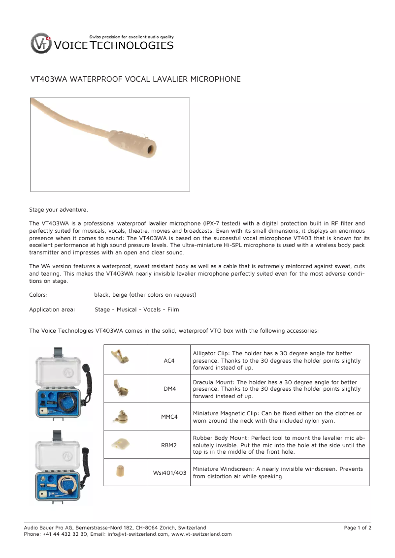 Page n°1 - Manuel utilisateur Voice Technologies VT403