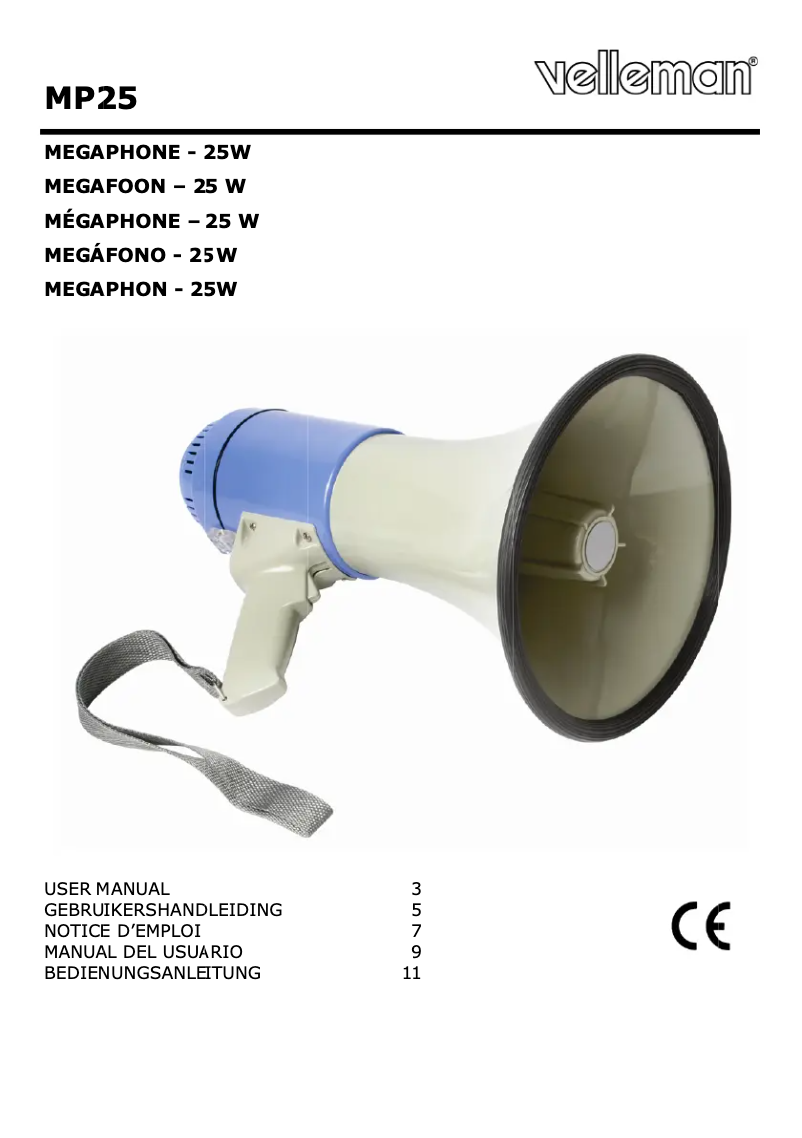 Page 1 de la notice Manuel utilisateur Velleman MP25-VEL