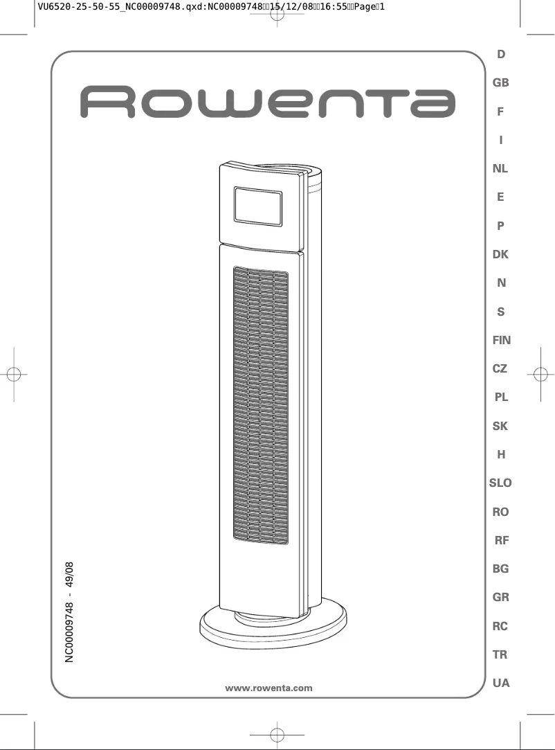 Page 1 de la notice Manuel utilisateur Rowenta VU6555