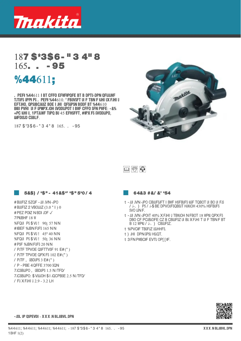 Page n°1 - Fiche technique Makita DSS611Z