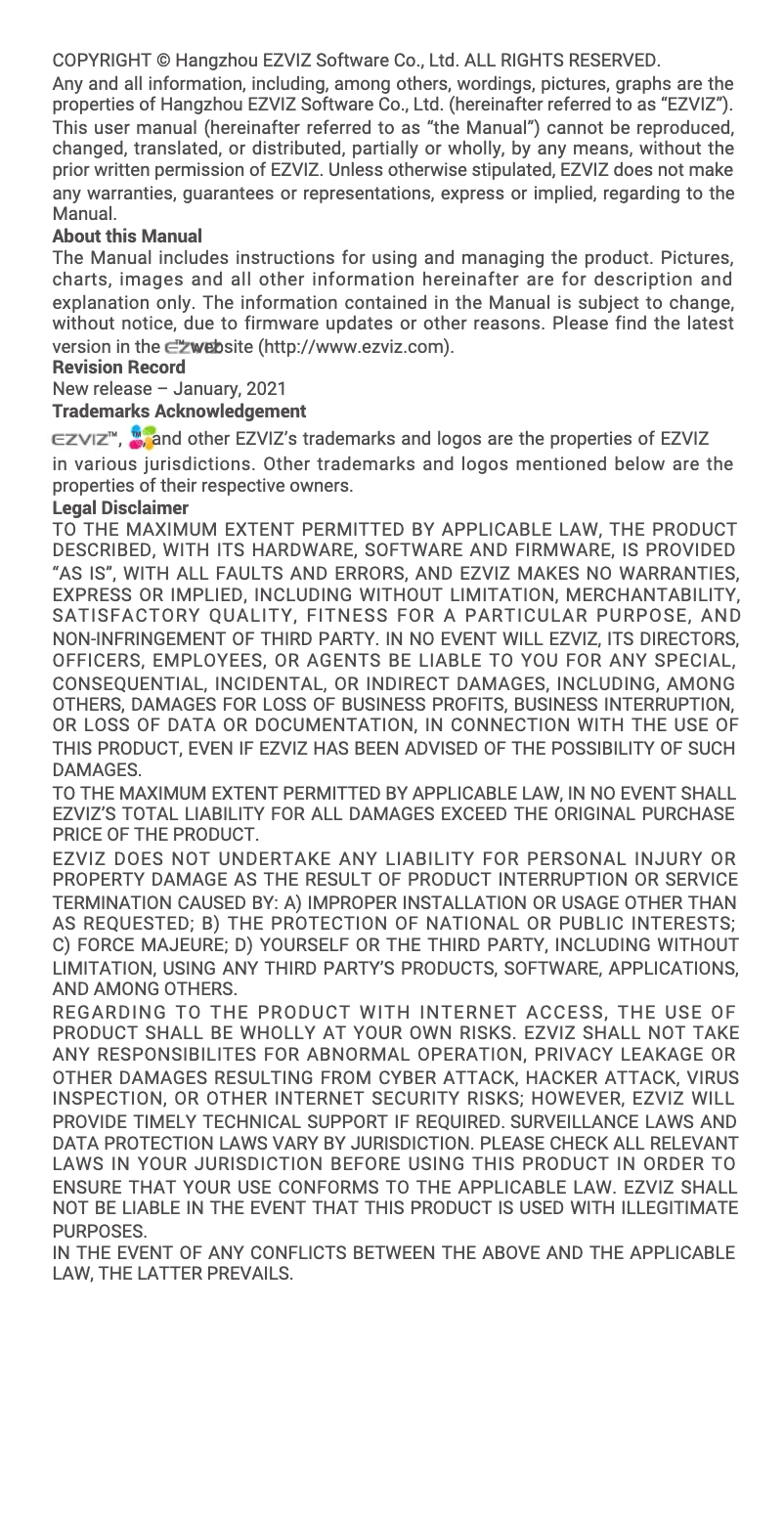 Page 1 de la notice Manuel utilisateur EZVIZ H3