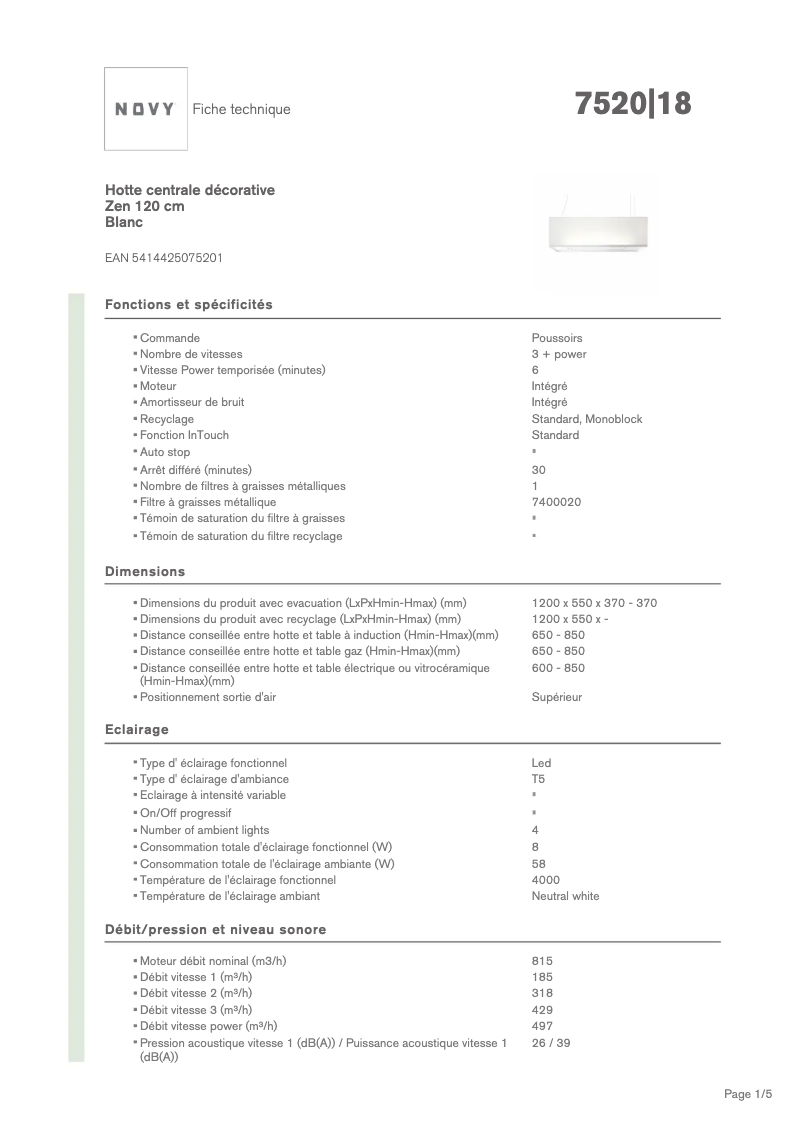 Image de la première page du manuel de l'appareil Zen 7520