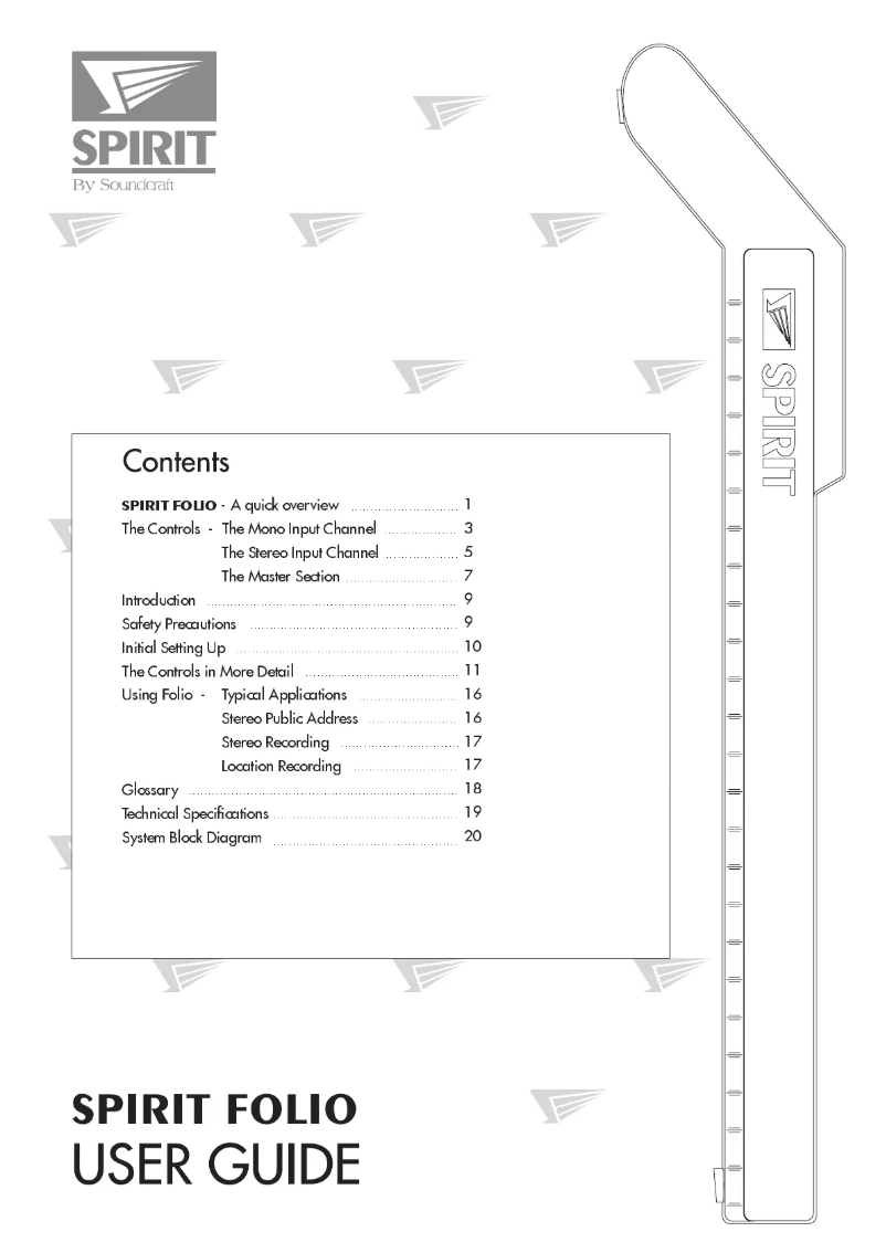 Page 1 de la notice Manuel utilisateur Soundcraft Spirit Folio