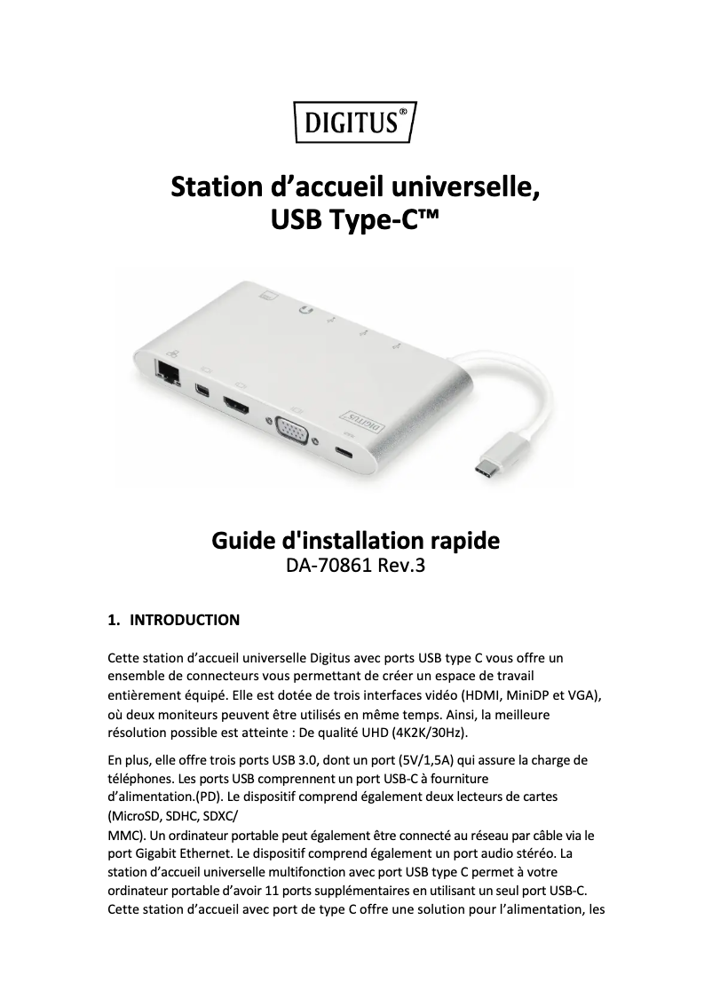 Page n°1 - Manuel utilisateur Digitus DA-70861