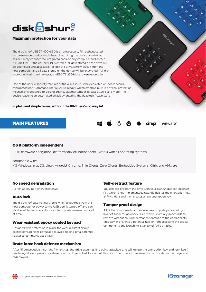 Image de la première page du manuel de l'appareil diskAshur 2