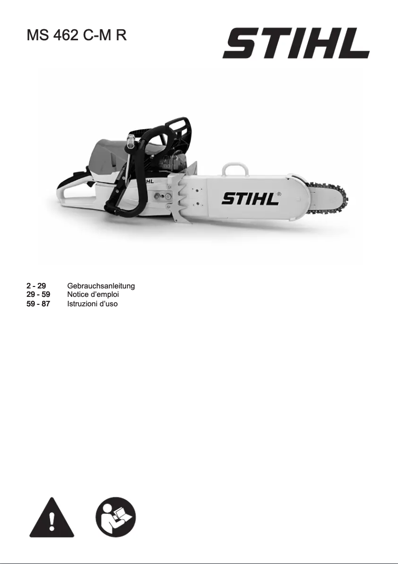 Page 1 de la notice Manuel utilisateur Stihl MS 462 C-M R