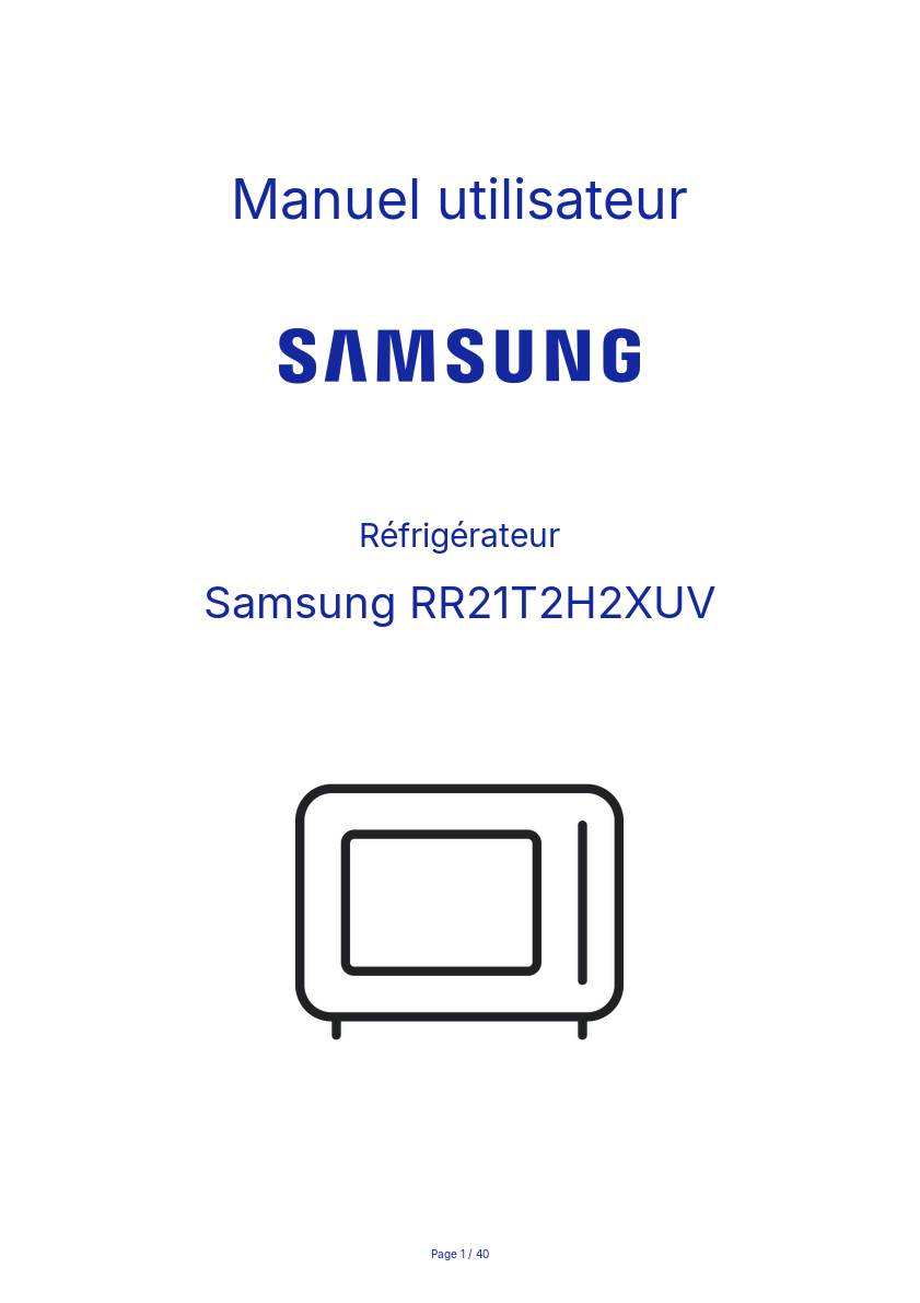 Page n°1 - Manuel utilisateur Samsung RR21T2H2XUV