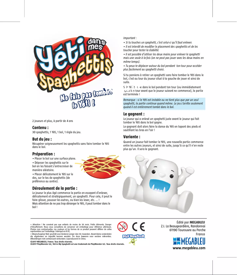 Page n°1 - Manuel utilisateur MEGABLEU Yéti dans mes spaghettis