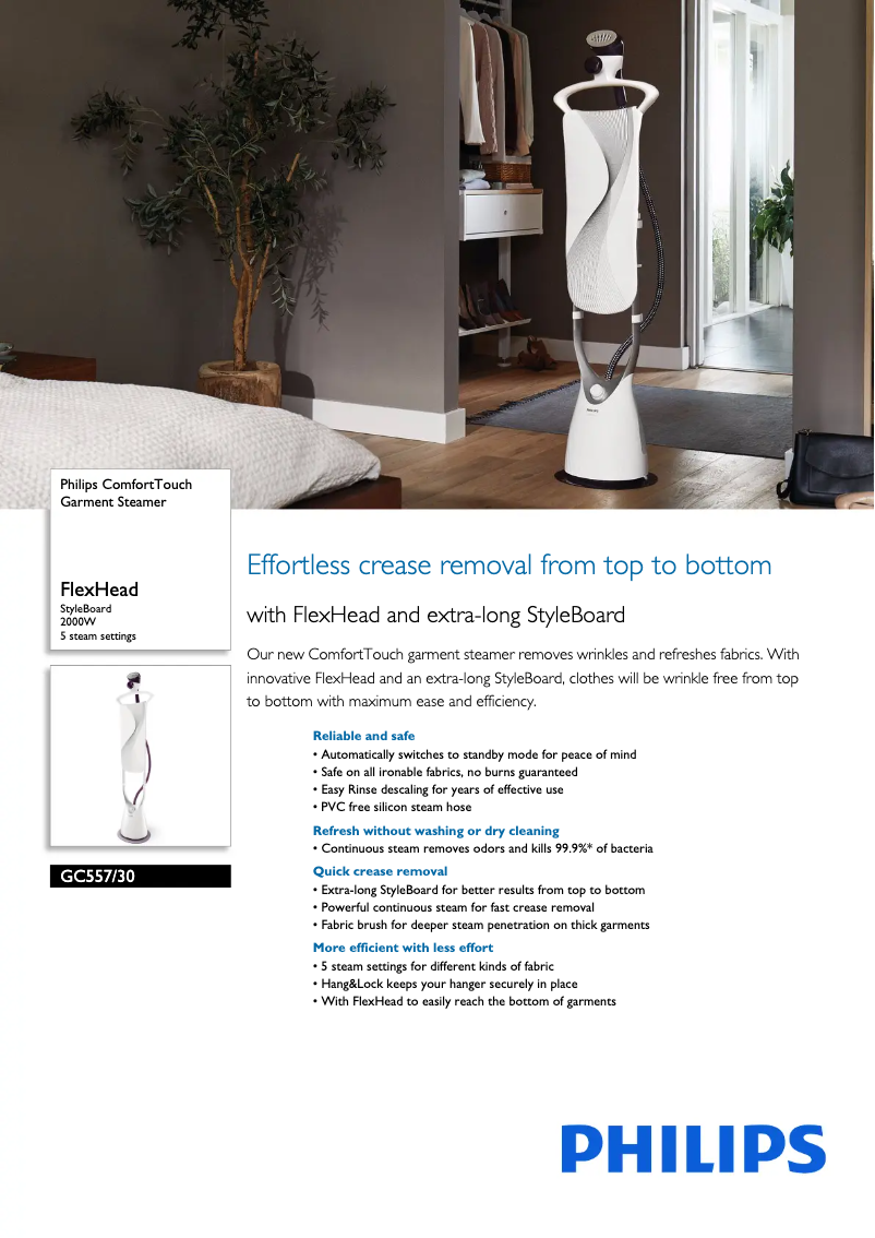 Page n°1 - Fiche technique Philips ComfortTouch GC557