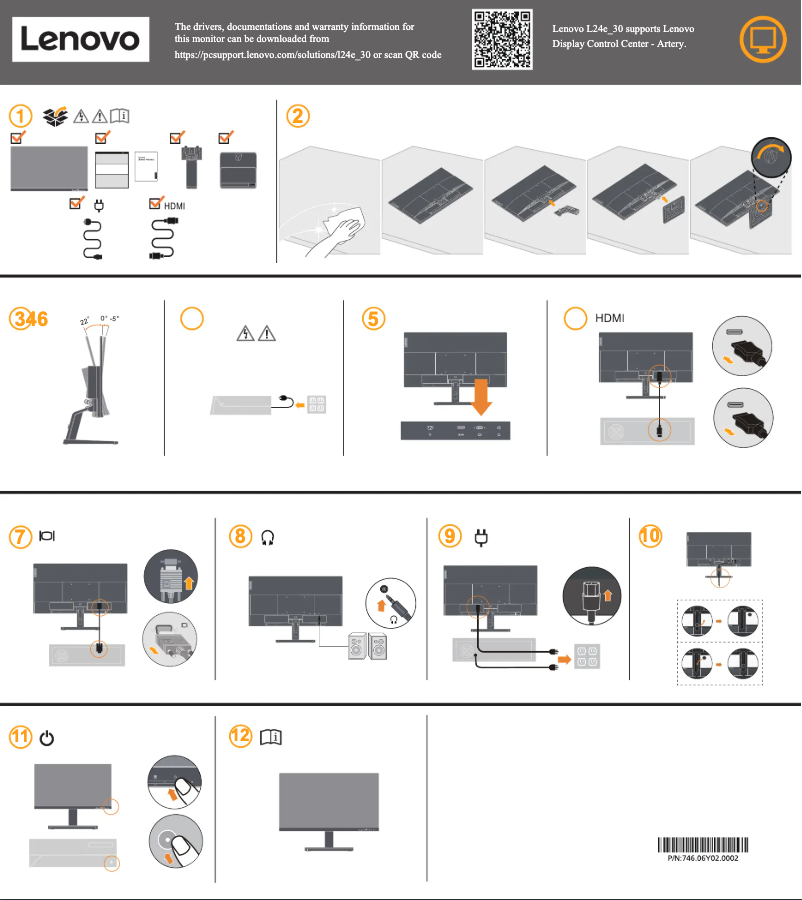 Page 1 de la notice Manuel utilisateur Lenovo L24e-30