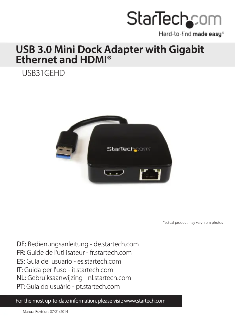 Image de la première page du manuel de l'appareil USB31GEHD