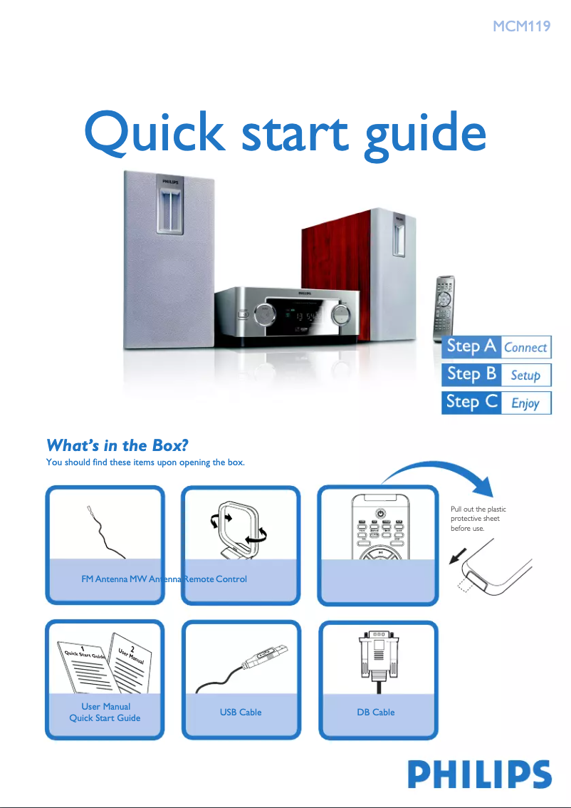 Página 1 del manual Guía de inicio rápido Philips MCM119