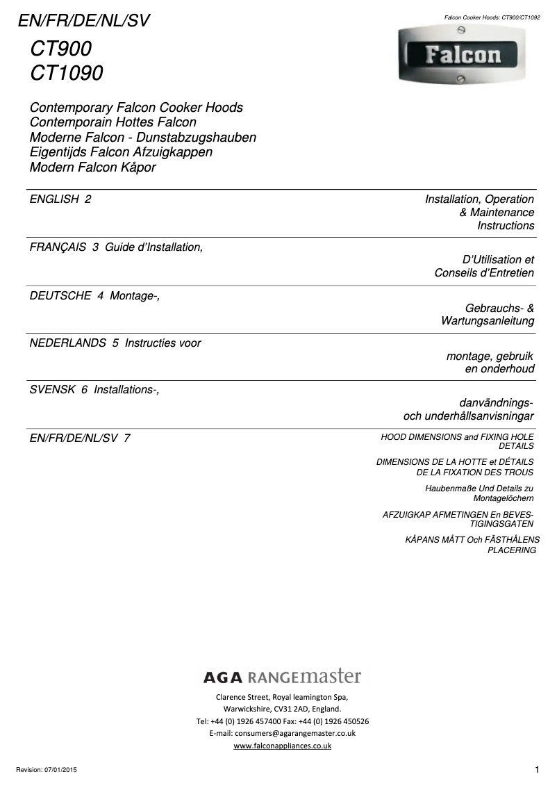 Page n°1 - Manuel utilisateur Falcon FHDCT1090SL
