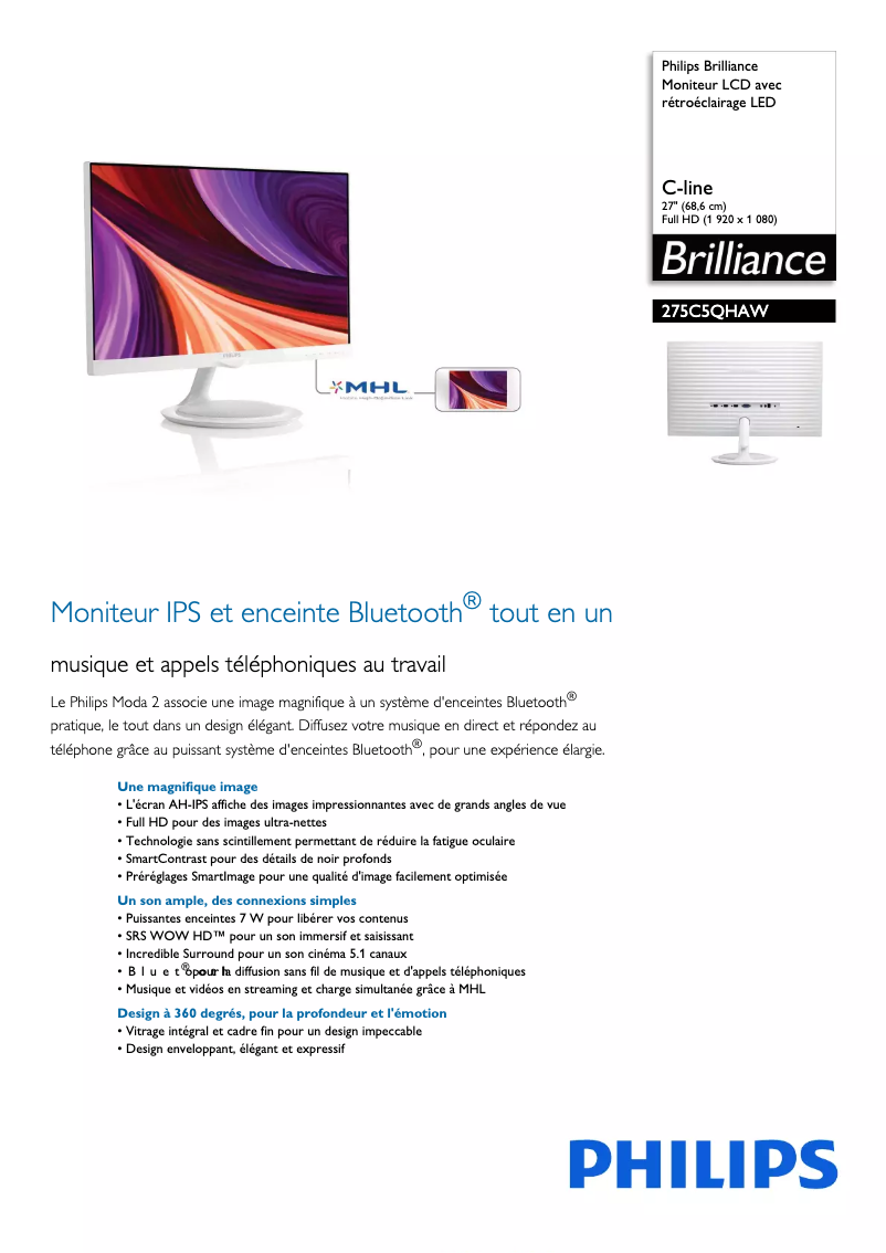 Image de la première page du manuel de l'appareil Brilliance 275C5QHAW