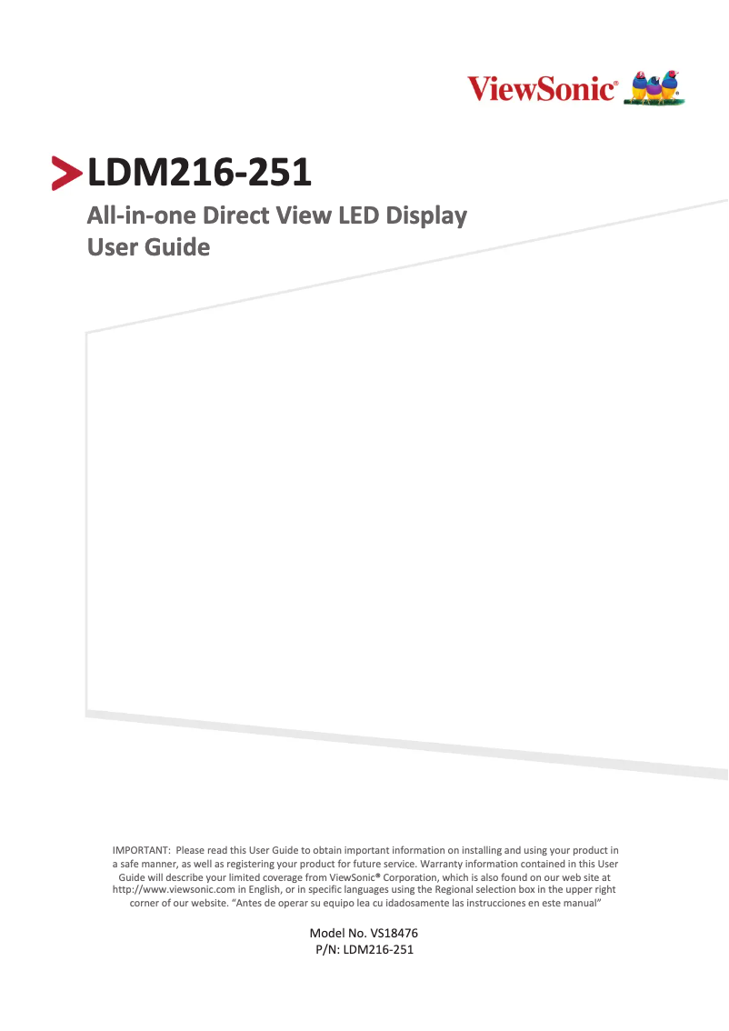 Página 1 del manual Manual de usuario Viewsonic LDM216-251