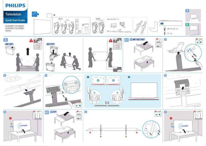 Page 1 de la notice Guide de démarrage rapide Philips 55OLED857