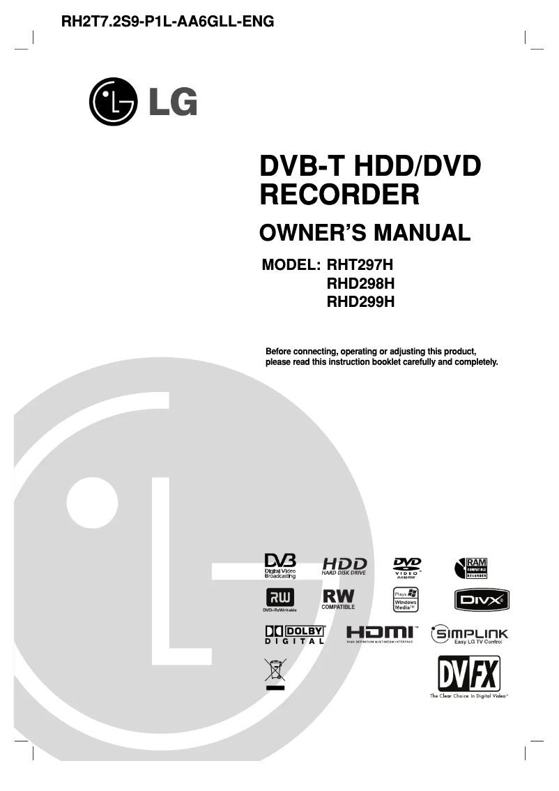 Page 1 of the manual User Manual LG RHD298H