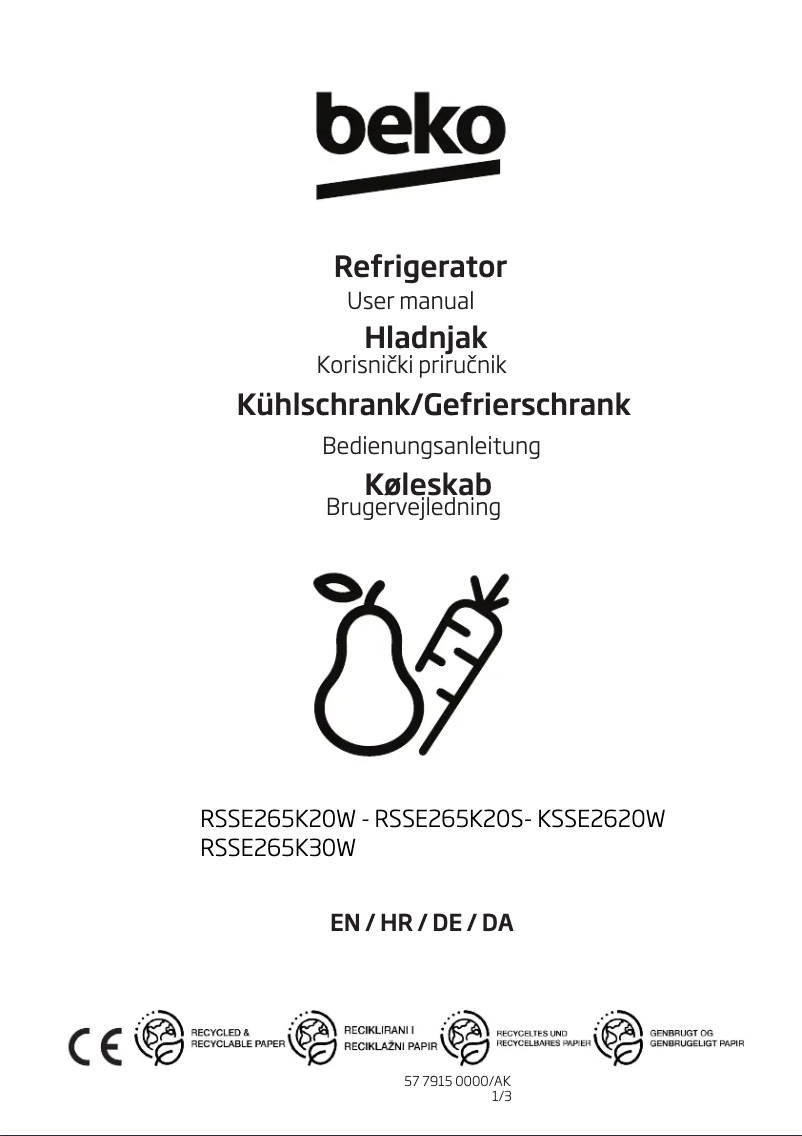 Página 1 del manual Manual de usuario Beko RSSE 265 K20 W