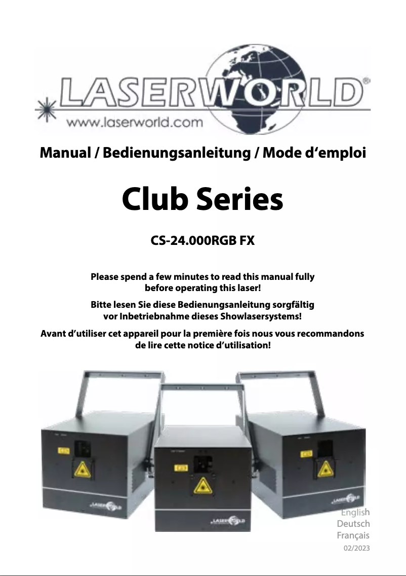 Page 1 de la notice Manuel utilisateur Laserworld CS-24.000RGB FX